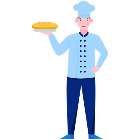 Chef sosteniendo pan  Ilustración