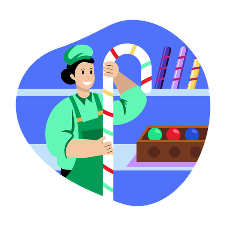 Chef mujer sosteniendo a un pastelero  Ilustración