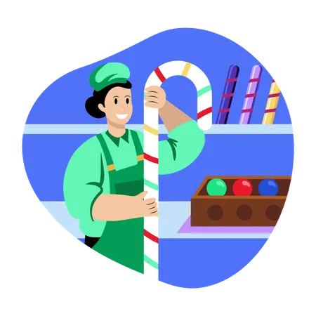 Chef mujer sosteniendo a un pastelero  Ilustración
