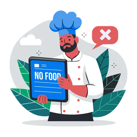 Chef triste sem comida  Illustration