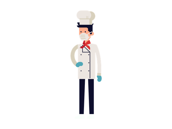 Chef usando máscara  Ilustração