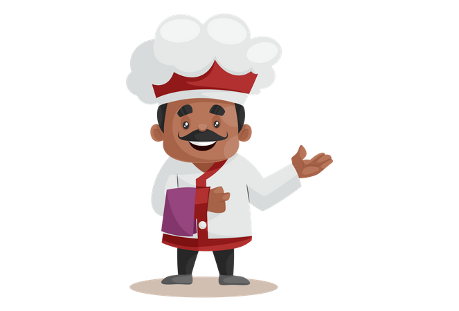 Chef Welcoming Guest In Restaurant  Illustration
