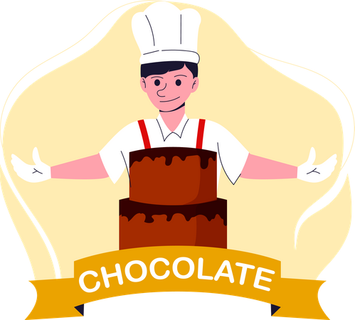 Chef with cake  Illustration