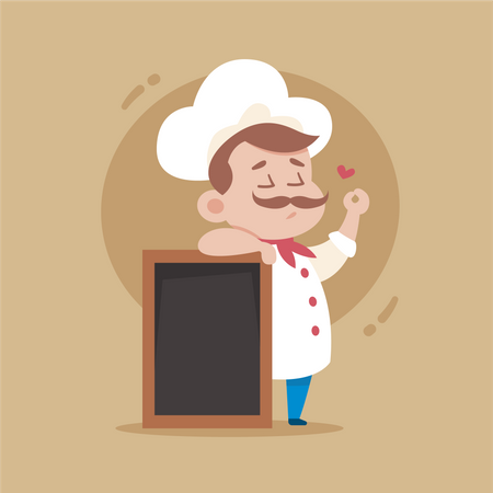 Chef With Empty Menu Board Illustration
