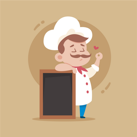 Chef With Empty Menu Board  Illustration