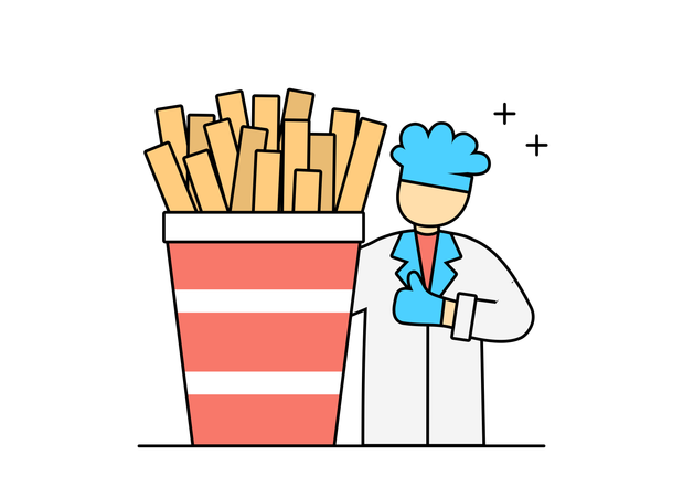 Chef with French fries Illustration