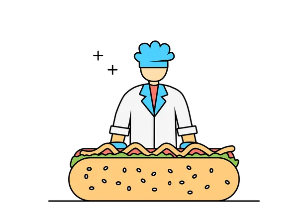 Chef with hot dog  Illustration