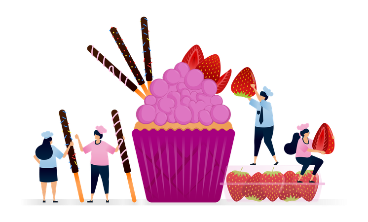 Köche machen Cupcake  Illustration