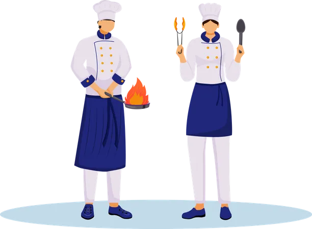 Chefs avec ustensiles de cuisine  Illustration