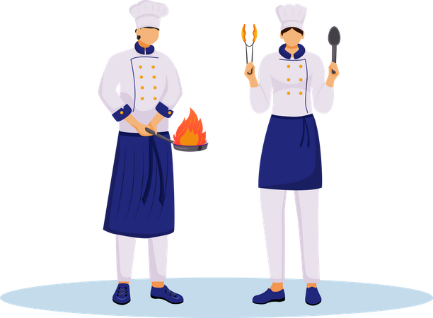 Chefs com utensílios de cozinha  Ilustração