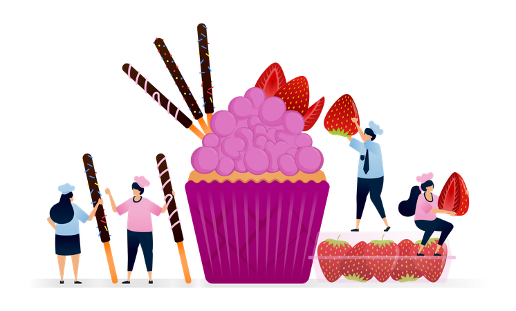 Chefs making cupcake  Illustration