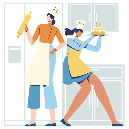 Chefs meal Cook together  Illustration