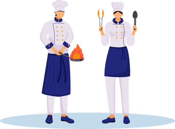 Chefs with cooking utensils  Illustration