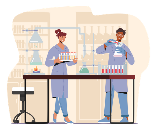 Chemical Experiment And Scientific Research In Science Lab  Illustration