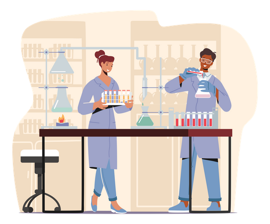 Chemical Experiment And Scientific Research In Science Lab  일러스트레이션