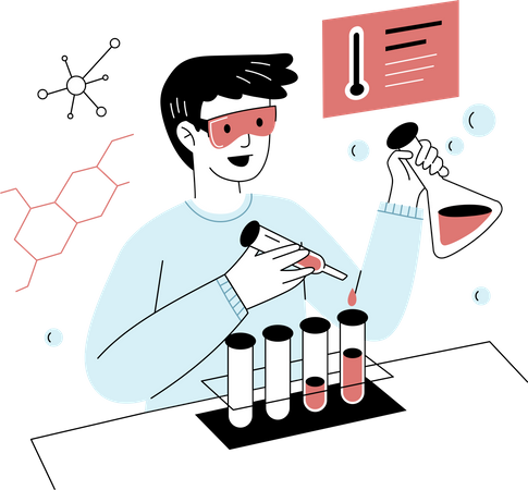 Chemical experiment in laboratory Illustration