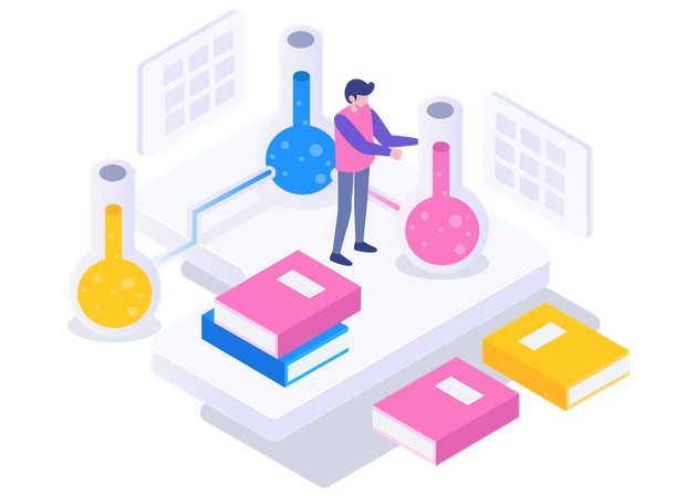 Chemical experiment in laboratory  Illustration