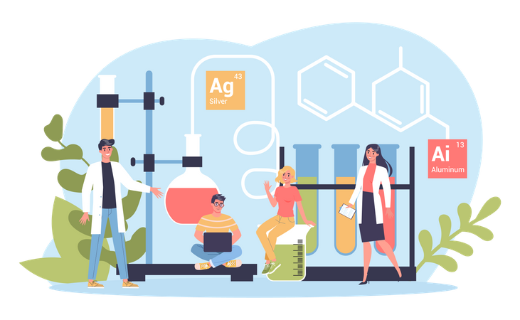 Chemical experiment in laboratory  Illustration