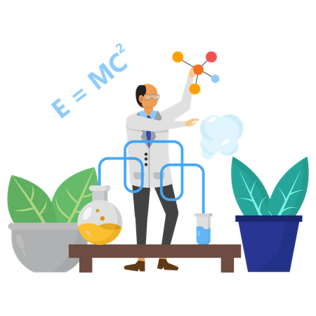 Chemical experiment with test tube  Illustration