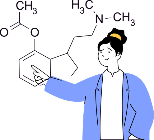 선생님이 설명해주는 화학식  일러스트레이션