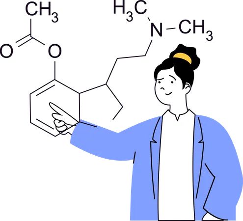 Chemical formula explained by teacher  Illustration