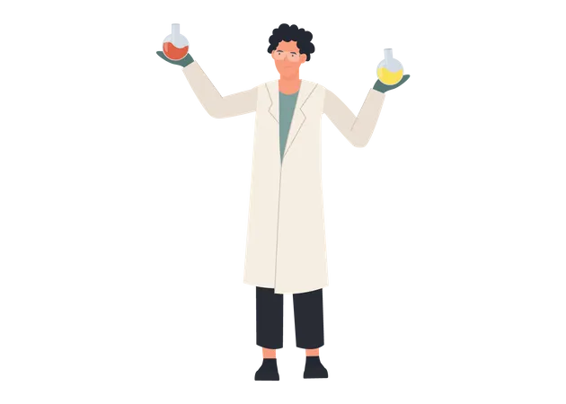 Chemical Male scientist doing chemical research  Illustration