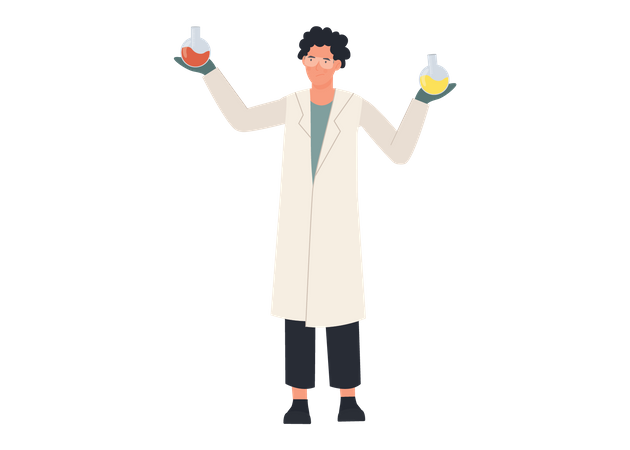 Chemical Male scientist doing chemical research  Illustration