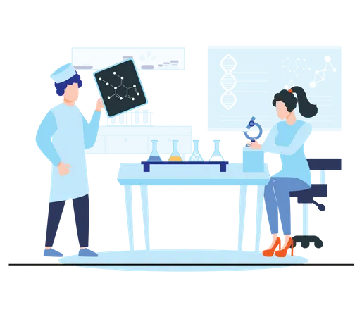 Chemical Research in lab  Illustration