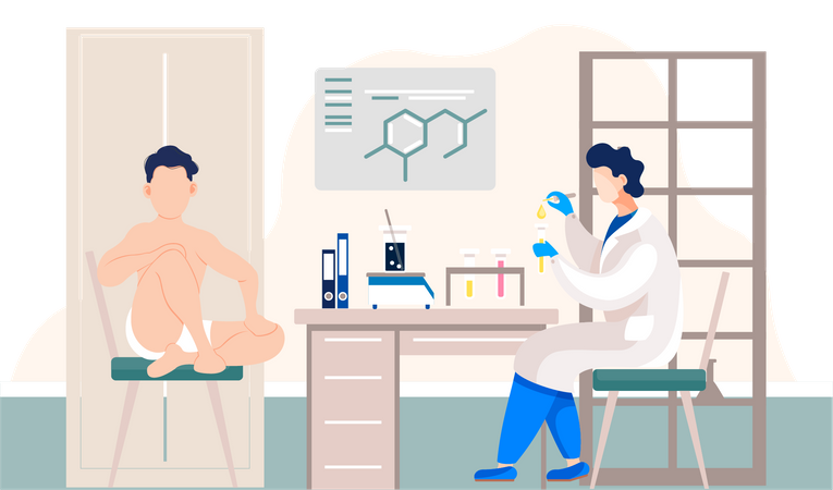 Chemical research in laboratory  Illustration