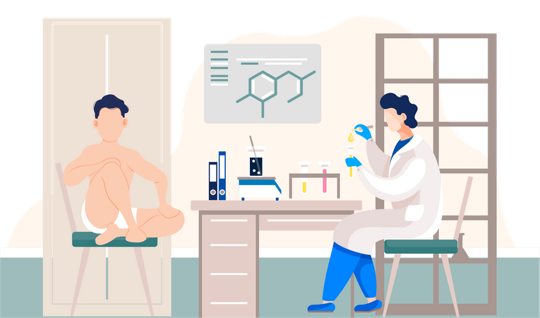 Chemical research in laboratory  일러스트레이션