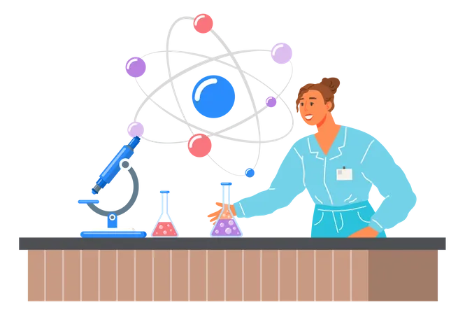 Chemical researcher doing scientific research  Illustration