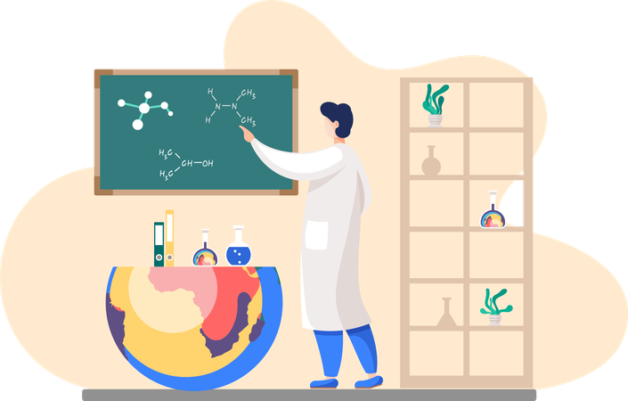 Chemical researcher with investigations  Illustration