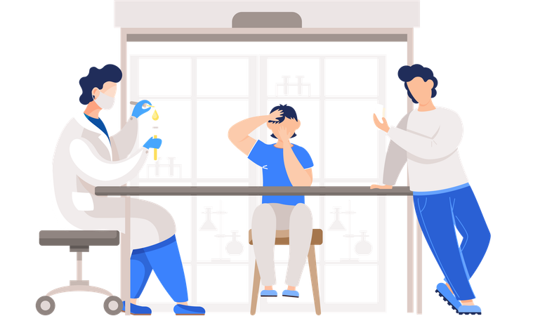 Chemical researcher working with chemical  Illustration