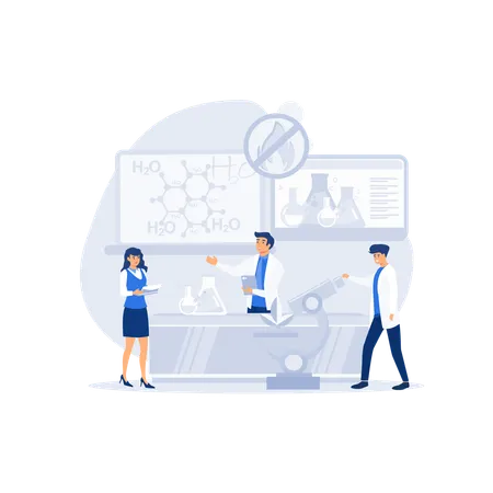 Chemical researchers with laboratory equipment  Illustration