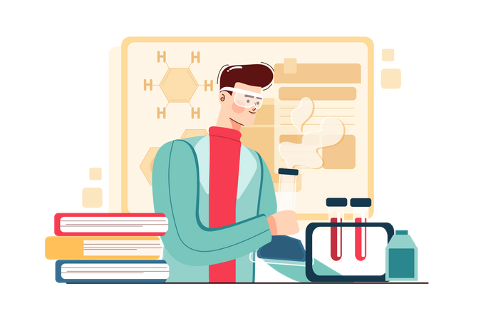 Chemie-Experiment im Labor  Illustration