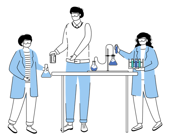 Chemie-Experiment von Wissenschaftler  Illustration
