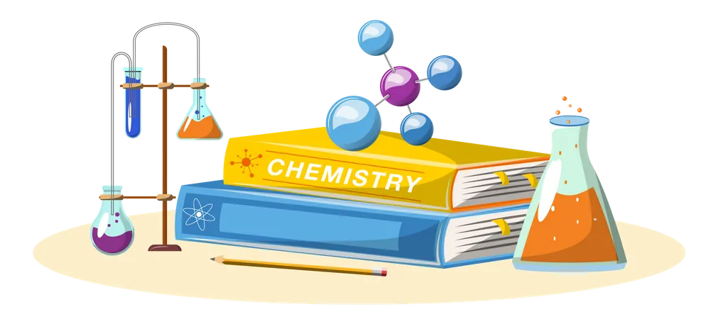 Chemiebuch und Ausrüstung  Illustration