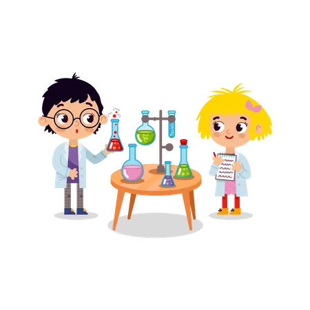 Chemielabor. Kleine Kinderwissenschaftler  Illustration