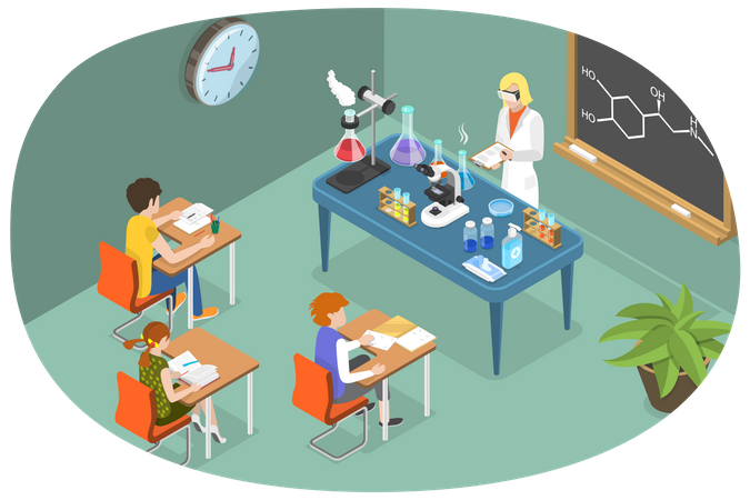 Chemieunterricht  Illustration