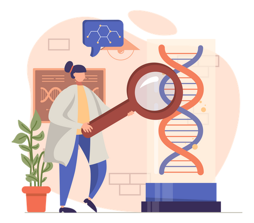 Chemikerin experimentiert mit DNA  Illustration