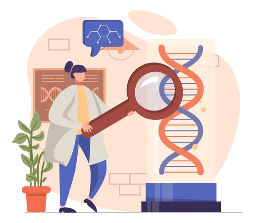 Chemikerin experimentiert mit DNA  Illustration