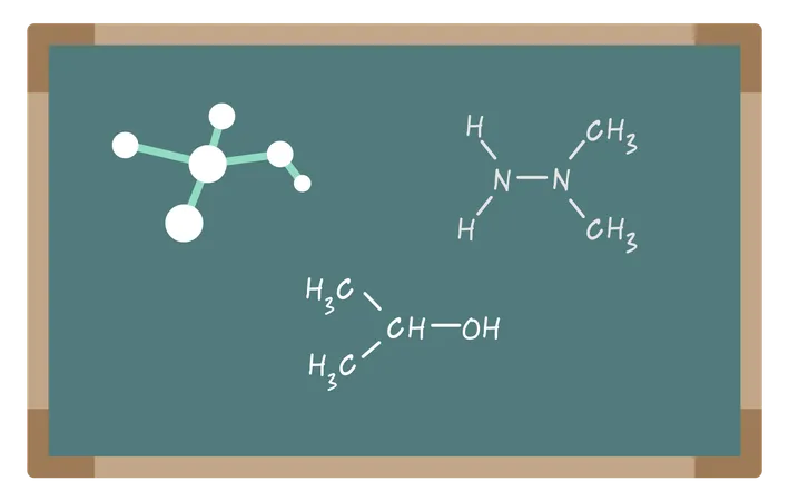 Chemische Molekülformel auf Tafel-Vektor geschrieben  Illustration