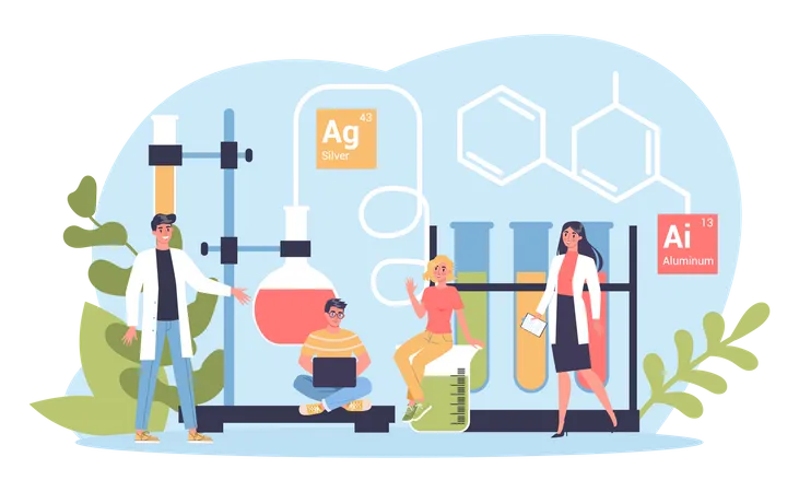 Chemisches Experiment im Labor  Illustration