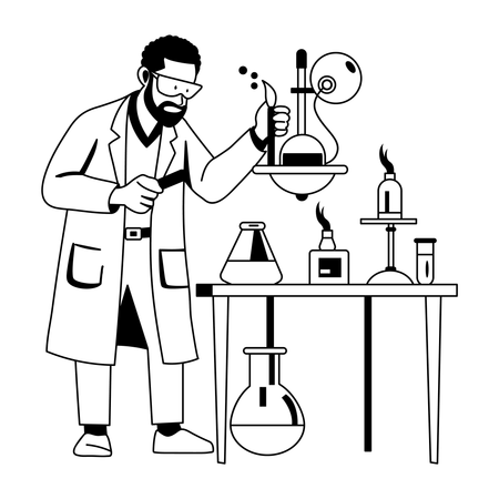 Chemist doing experiment in lab  Illustration