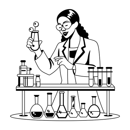 Chemist holding chemical flask  Illustration