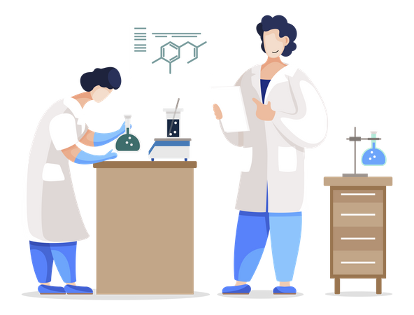 Chemist Student in Laboratory Illustration