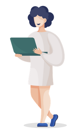 Chemist Student with Laptop  Illustration