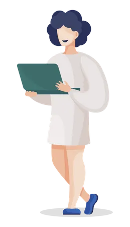 Chemist Student with Laptop  Illustration