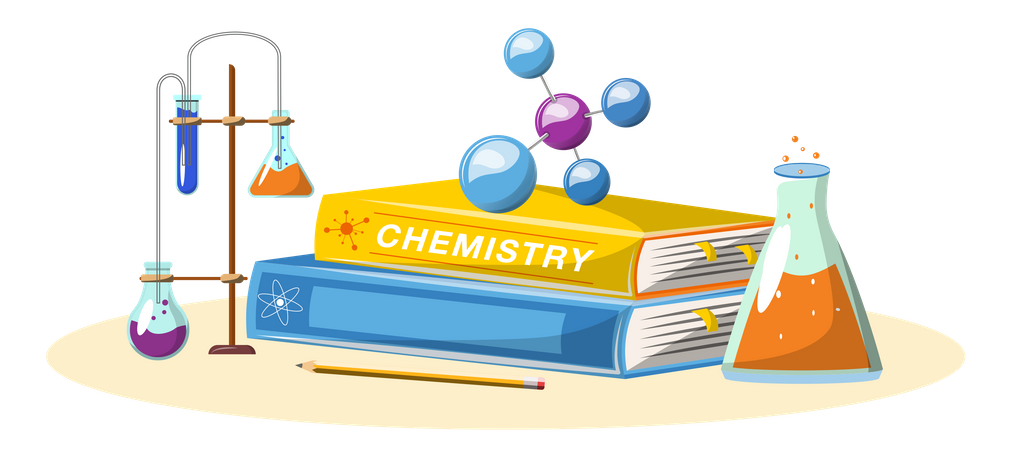 Chemistry book and equipment  Illustration