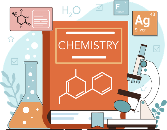 Chemistry book and experiment  Illustration